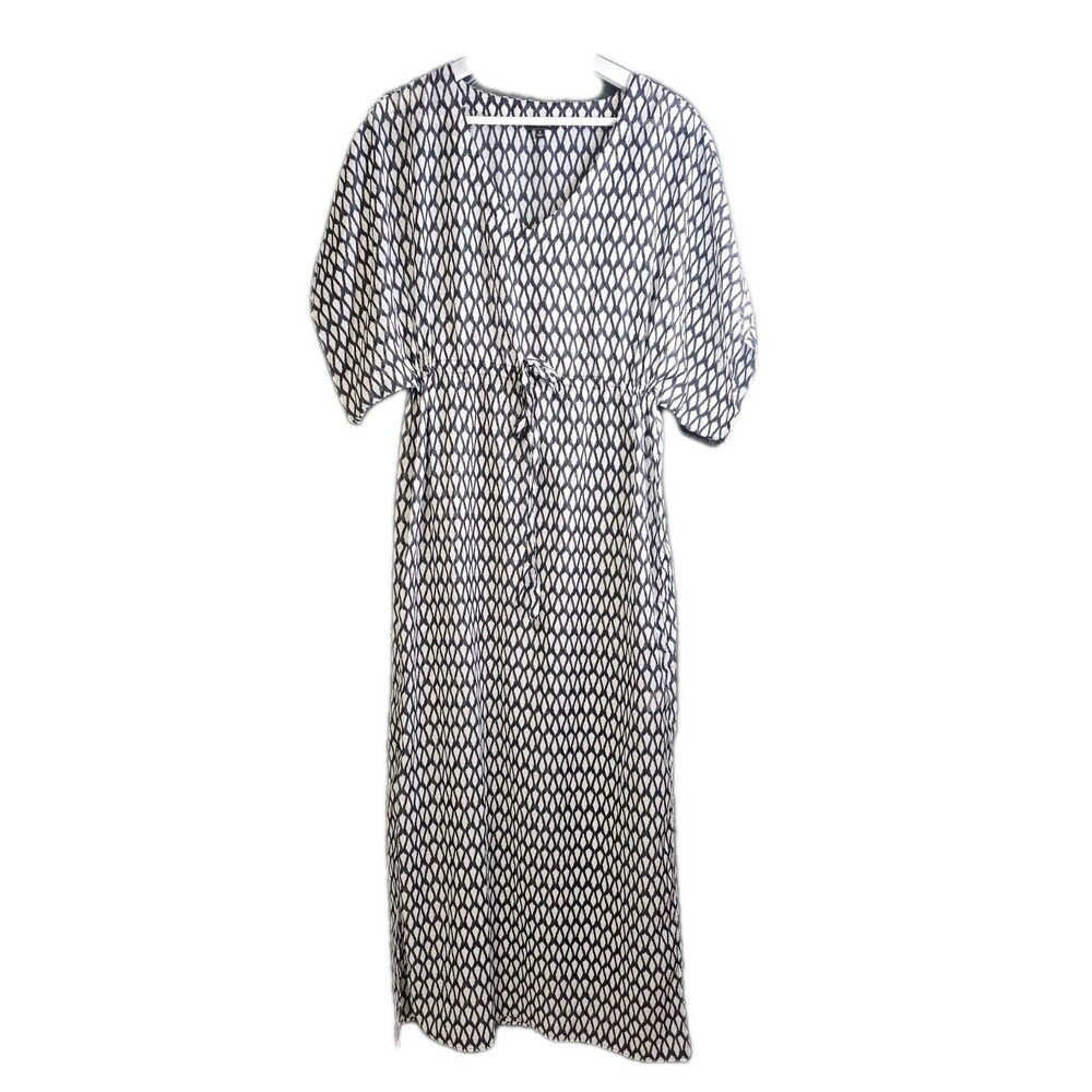 Talbots Cover Up Dress Small Black White Boho Resort Poolside Kaftan